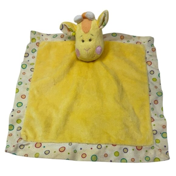 Baby Ganz Giraffe Plush Lovey Yellow Dots Circles Security Blanket Satin Back